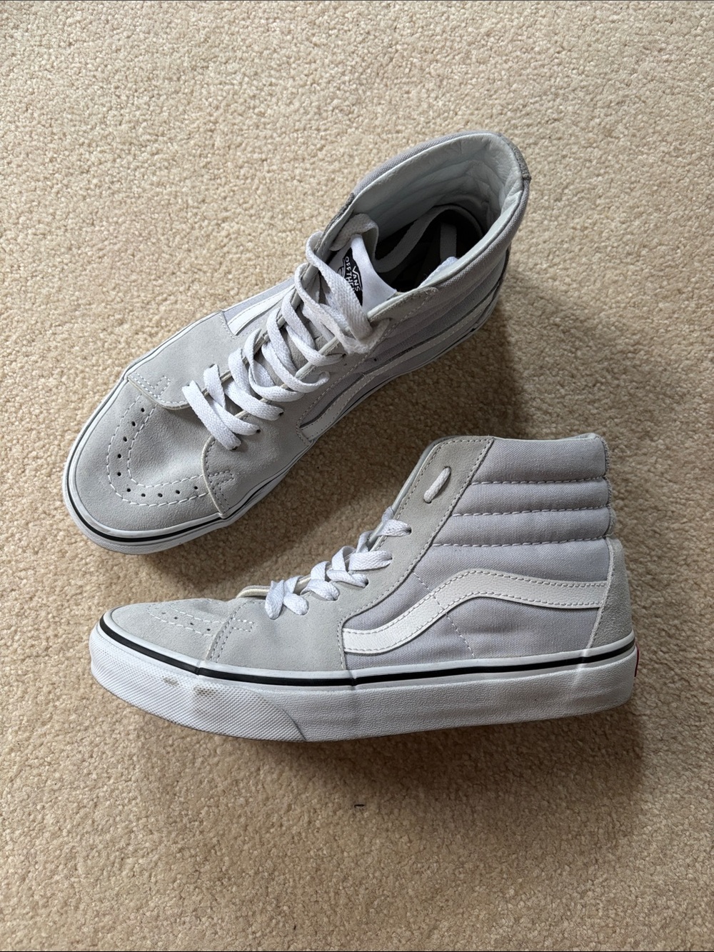 Vans Grey and White Sk8-Hi Classic High-Top Sneakers